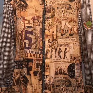 Robert Graham Ltd Ed #'d  Baseball Theme Shirt XL